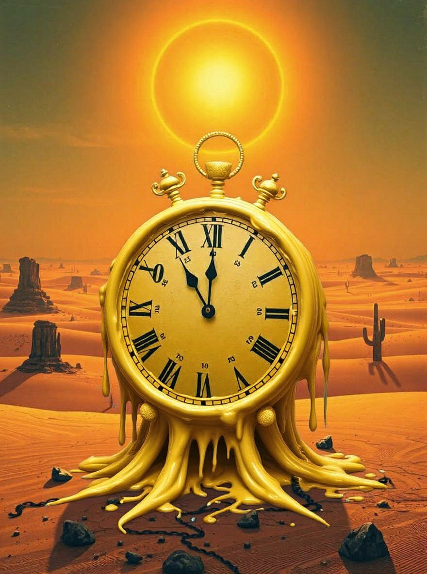 salvador dali clock in desert