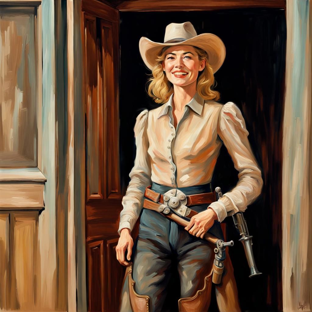 Rosamund Pike as Gunfighter in Impressionistic Portrait