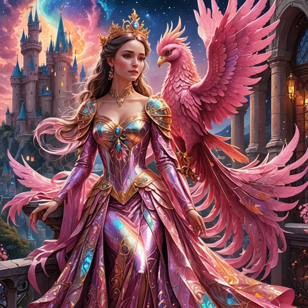 Princess Moira and her friend a pink Phoenix she received wh...