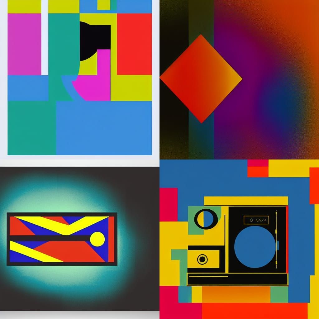 Pop Art Computer in Geometric Bauhaus Style