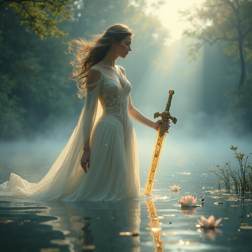 The Lady of the Lake in Ethereal Fantasy Style