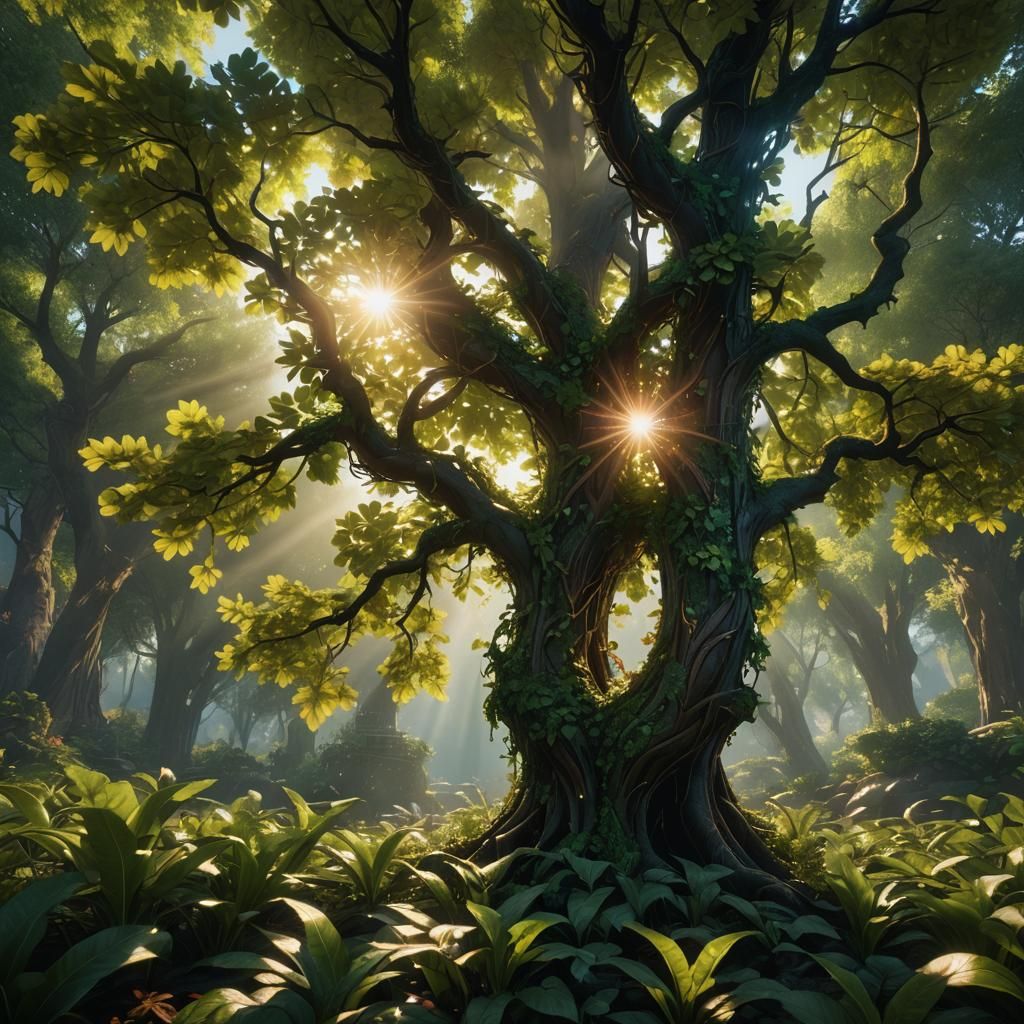 Sunlight Kissing Through Leaves: Detailed Matte Painting