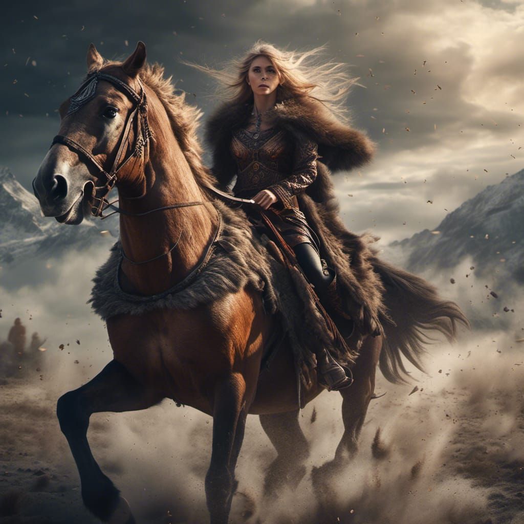 Nordic Barbarian Queen on Horseback