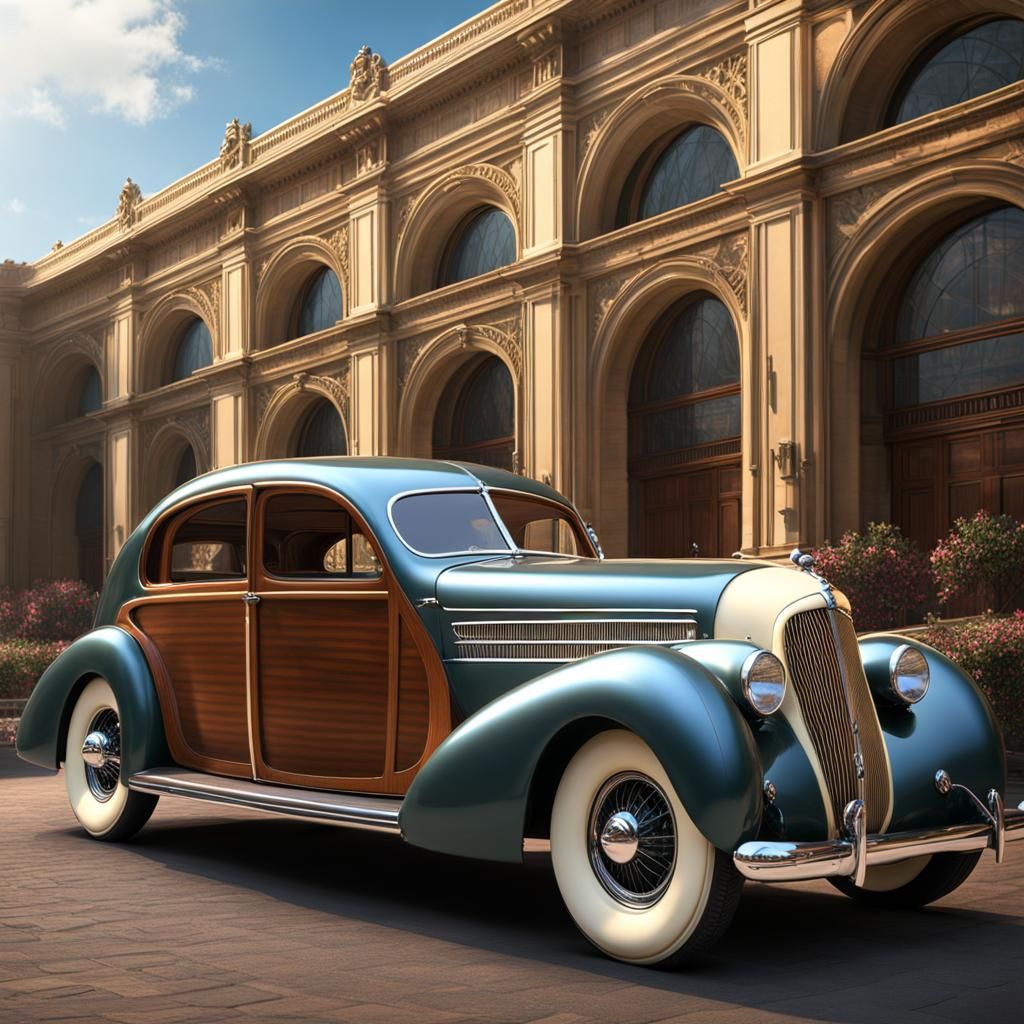 1938 Cream Fastback Car at Washington Opera