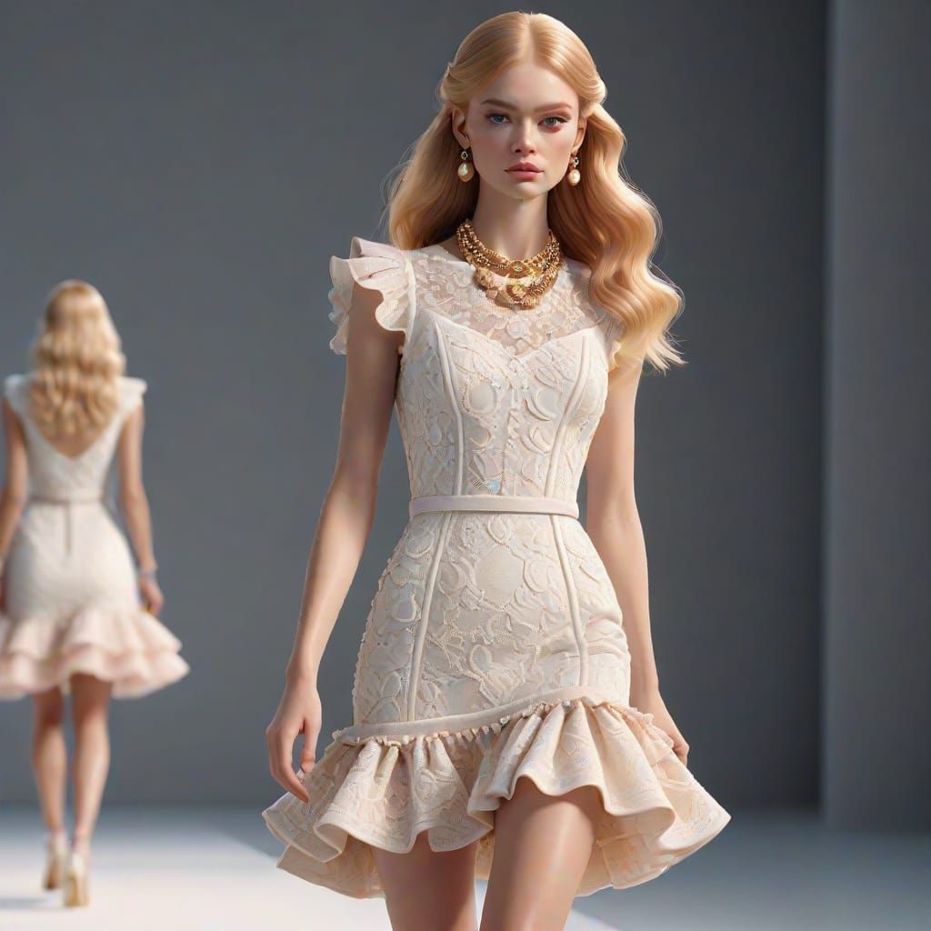 Runway Model in Chanel Couture: 3D Animation