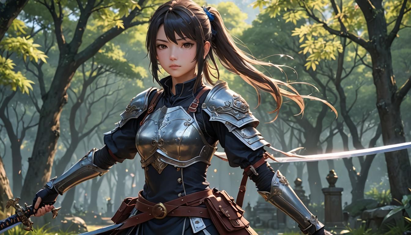 Elegant Anime Girl Wields Exquisite Sword