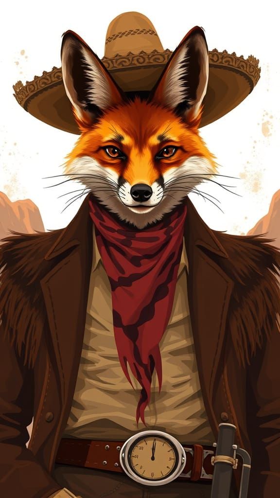 Fox Outlaw in Sombrero: Theriocephaly Art