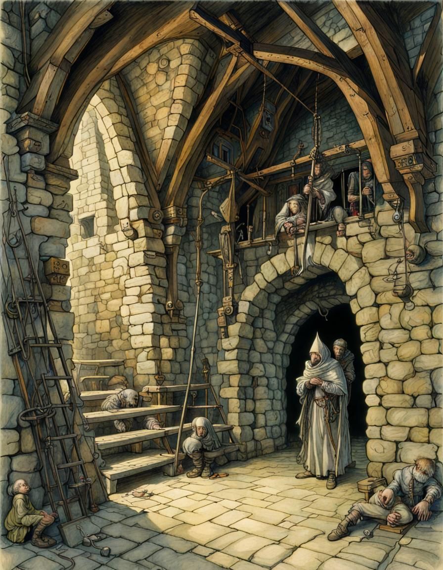 Medieval Dungeon with Ghosts in Photorealistic Style