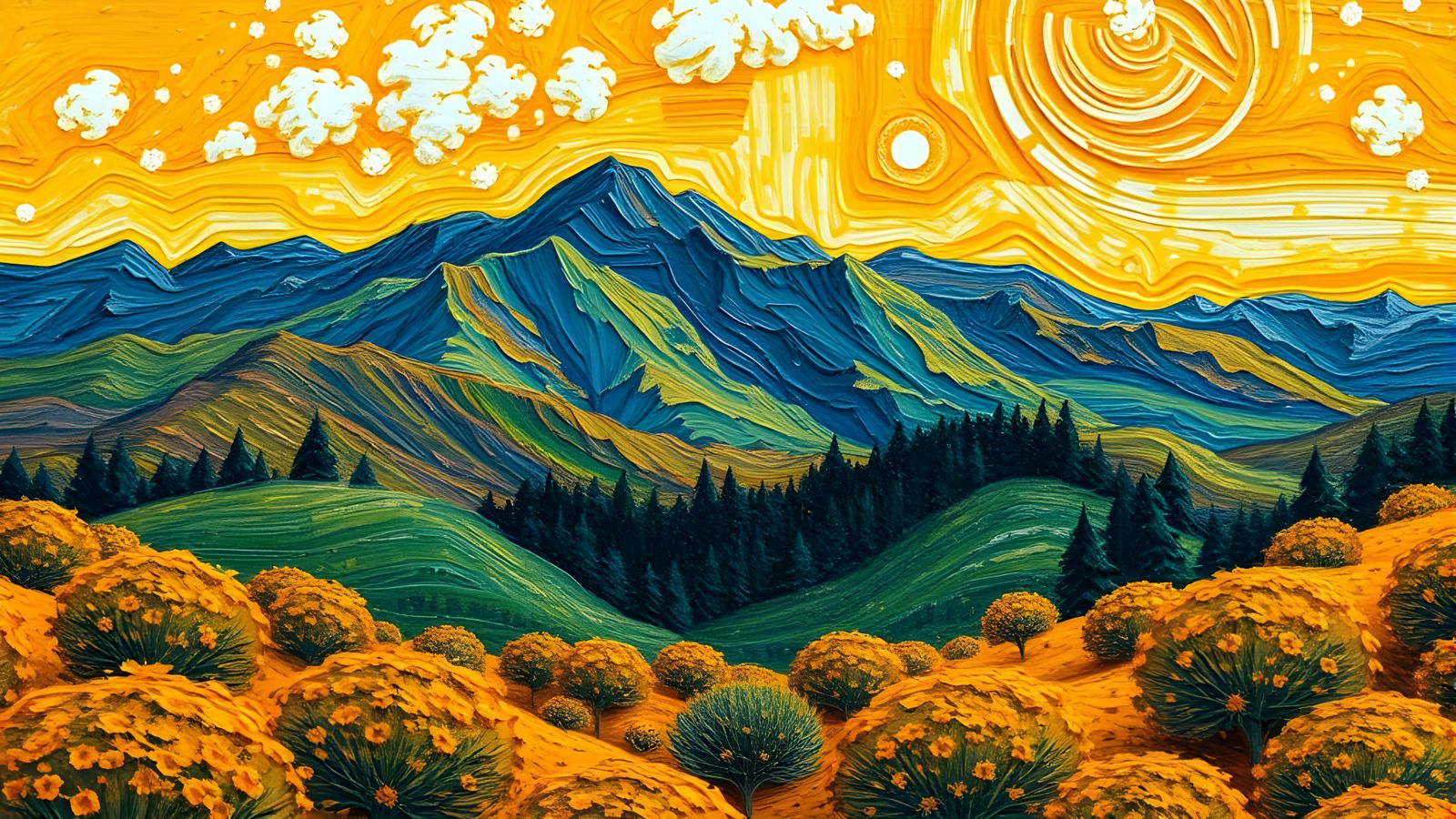 Impasto Oil Landscape With Dynamic Lighting