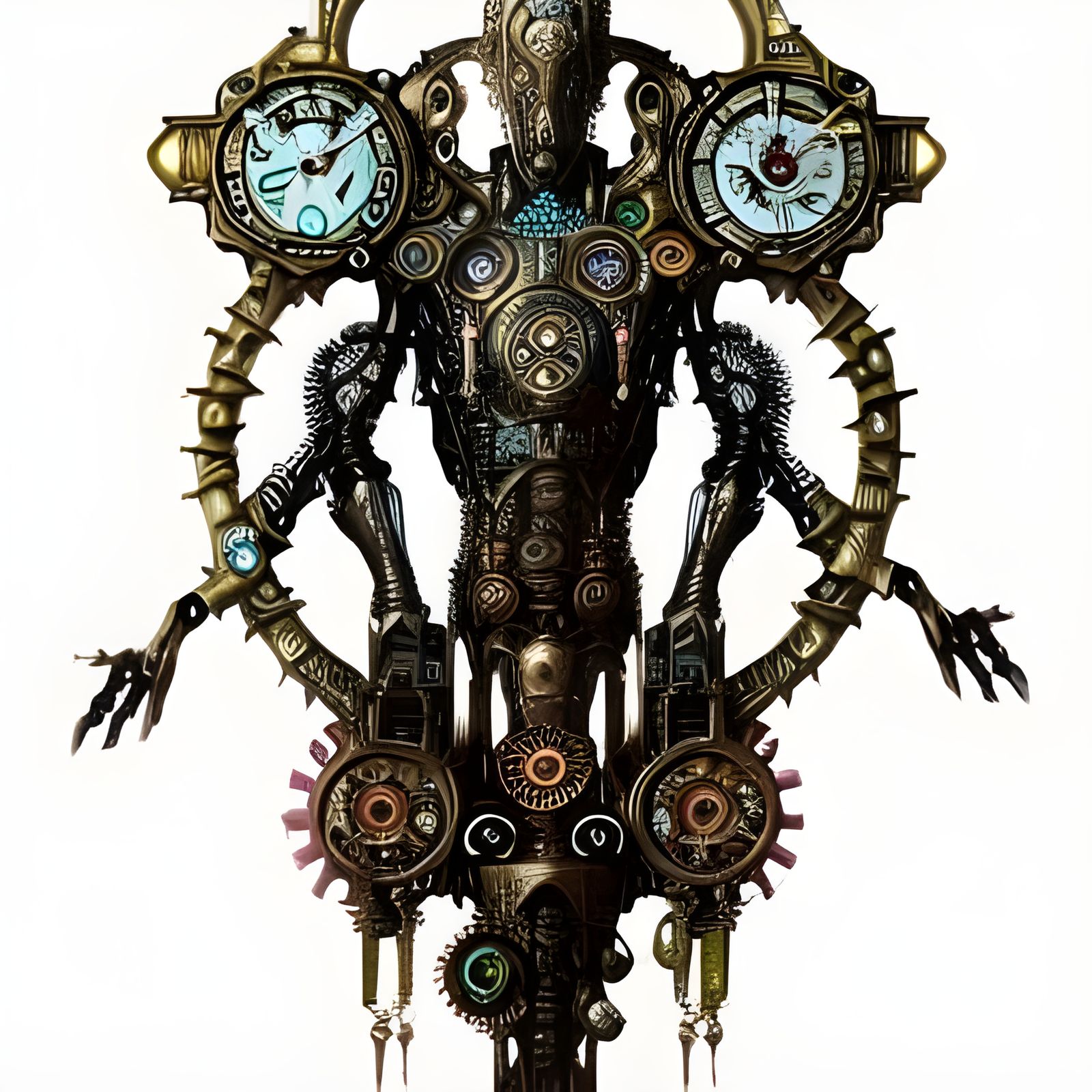 Steampunk God of Time with Clockwork Faces