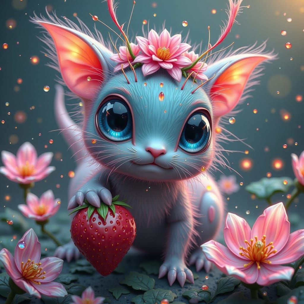 Cute Caterpillar Hybrid with Floral Crown in Whimsical Style