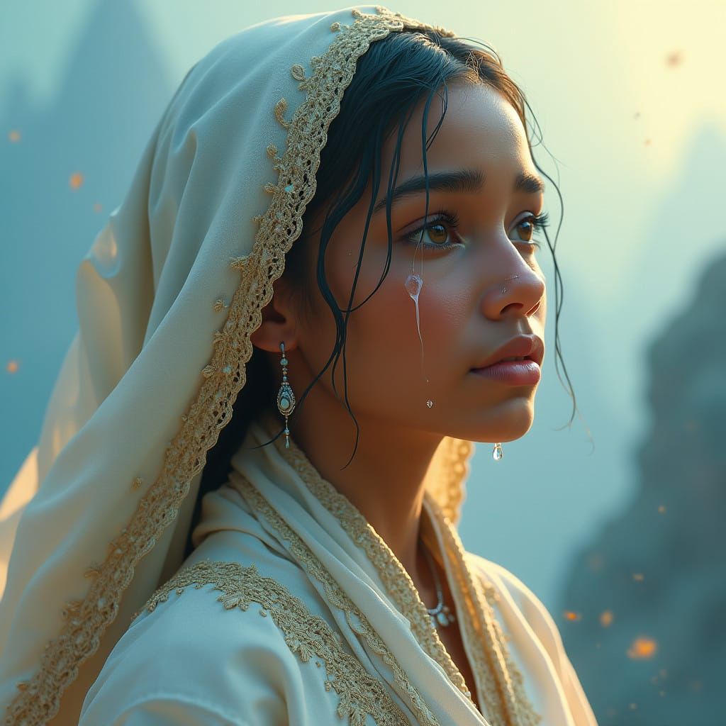 Eritrean Goddess Weeping Among Clouds and Misty Mountains