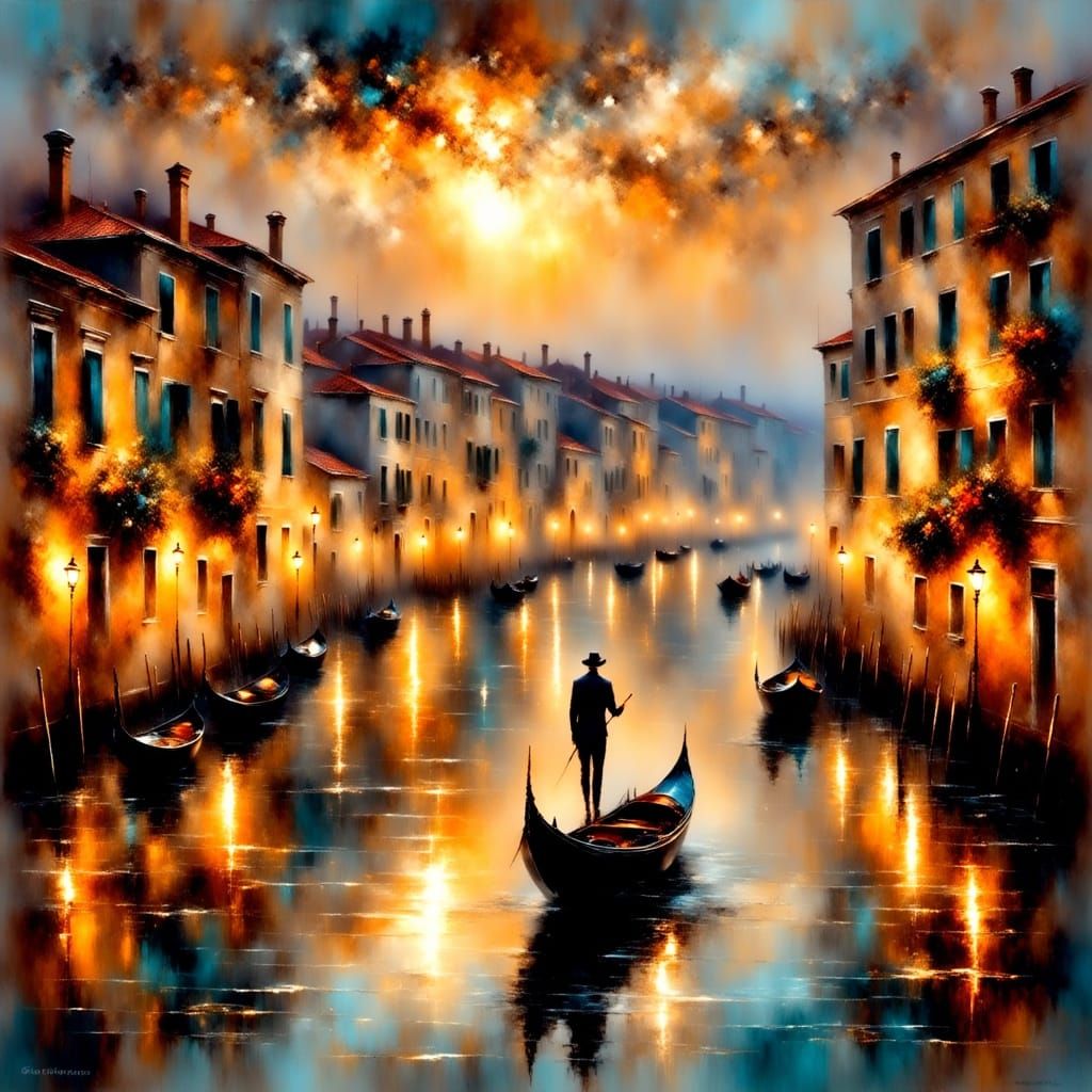 Impressionist Evening Scene in a Mediterranean Port City