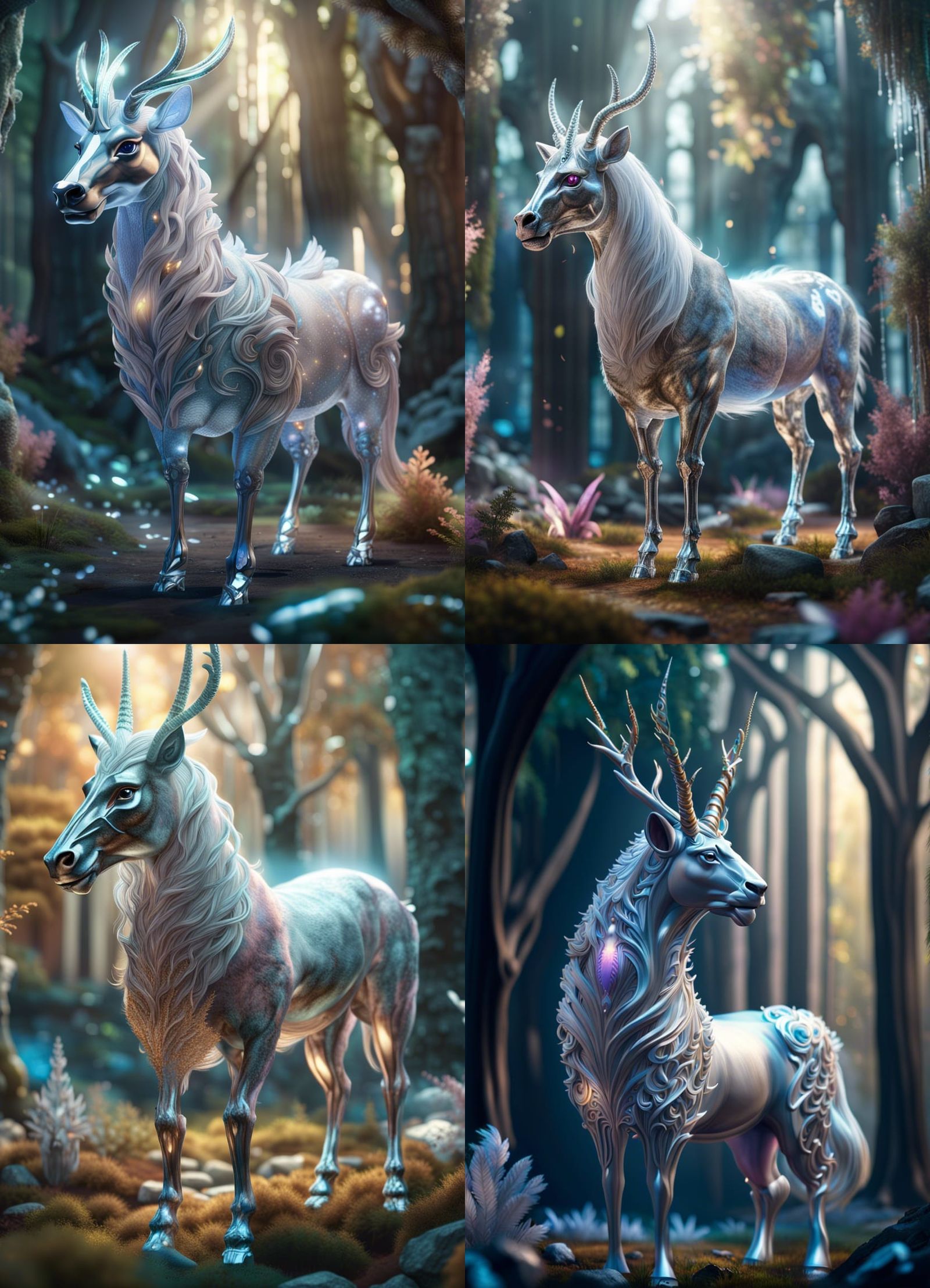 Crystal Forest Unicorn Fantasy Concept Art