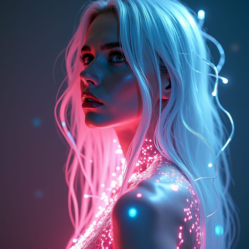 Electric Woman: Hyperrealistic Concept Art