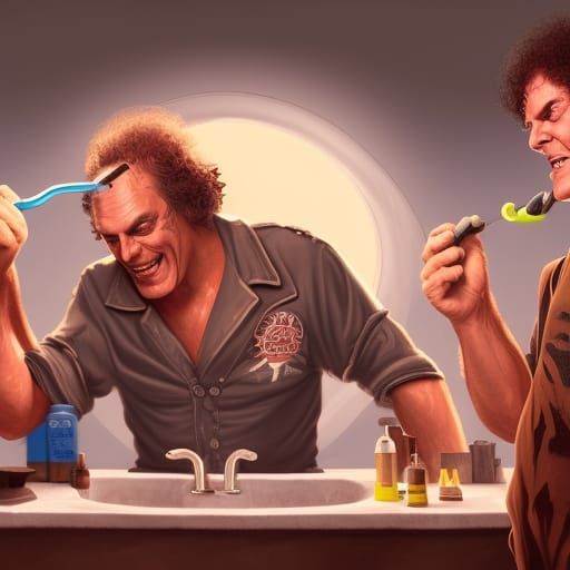 Celebrities Brush Teeth: Detailed Matte Painting