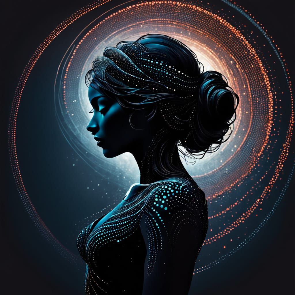 Minimalist Ink Silhouette Descending into Abstract Spiral