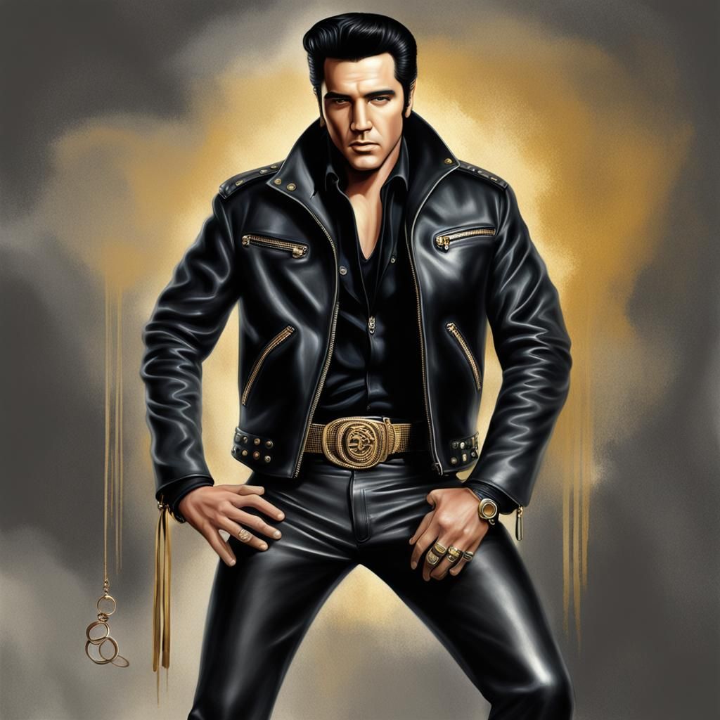Elvis Presley in Black Leather, Airbrush Style
