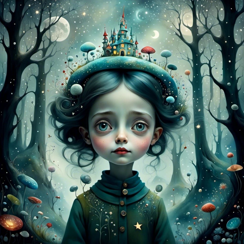 Adorable Whimsical Celestial Dreamscape in Dreamy Style