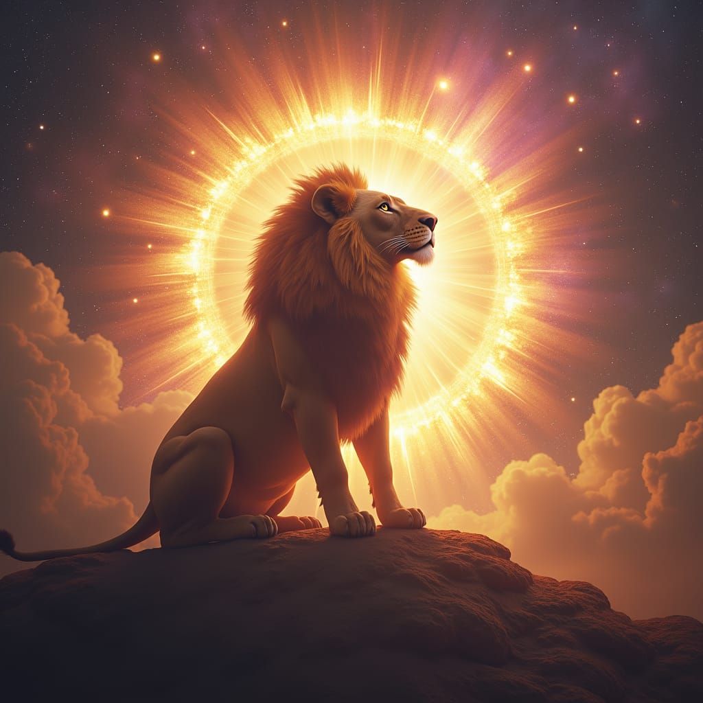 Celestial Lion Guardian of Golden Energy Portal