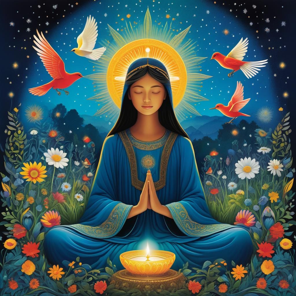 Praying for Peace in Storybook Illustration Style