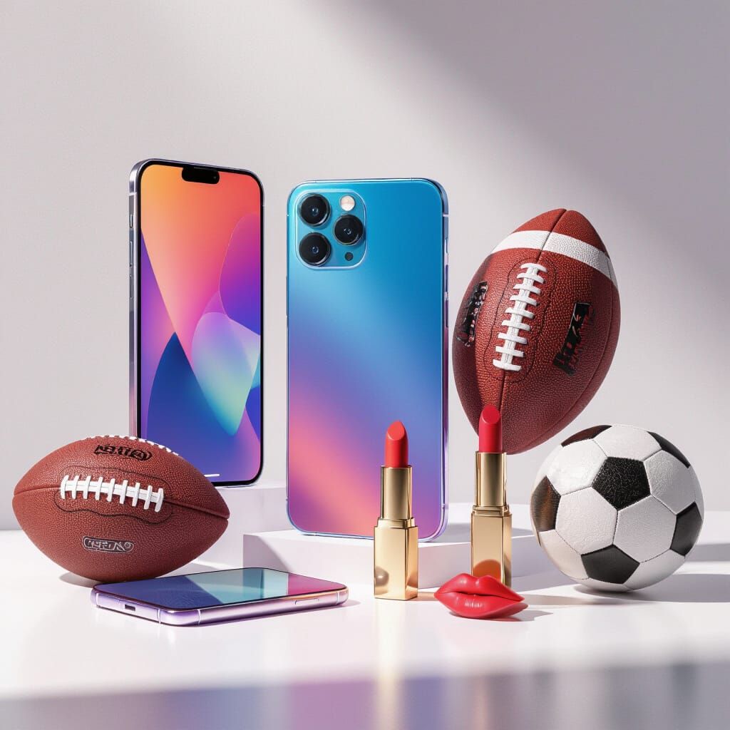 Vibrant Product Collage with Dynamic Lighting