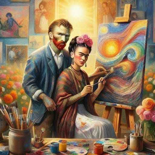 Impressionist Masterpiece: Van Gogh and Frida Kahlo Unite on...