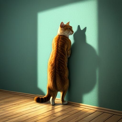Hyperrealistic Tabby Cat Shadow Projection