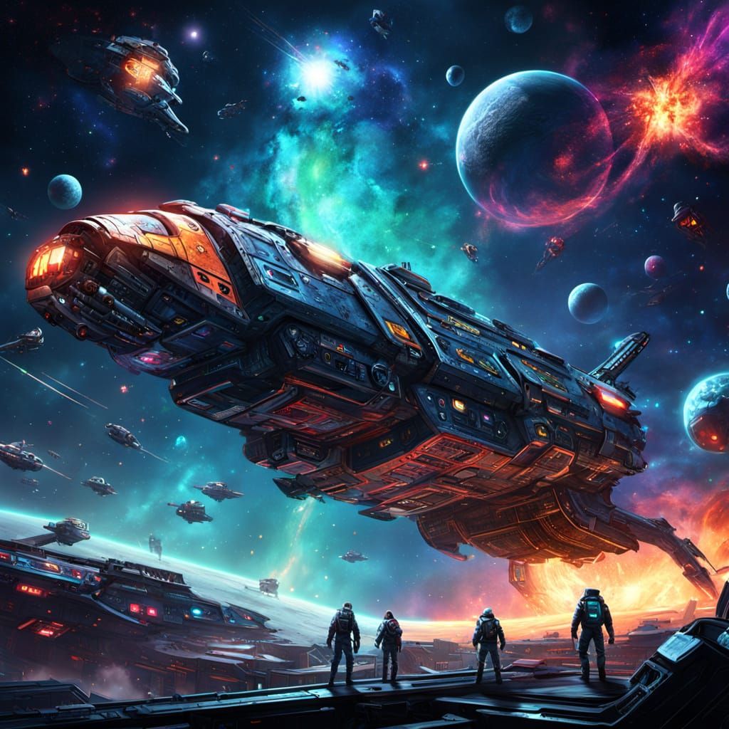 Epic Sci-Fi Space Battle Concept Art