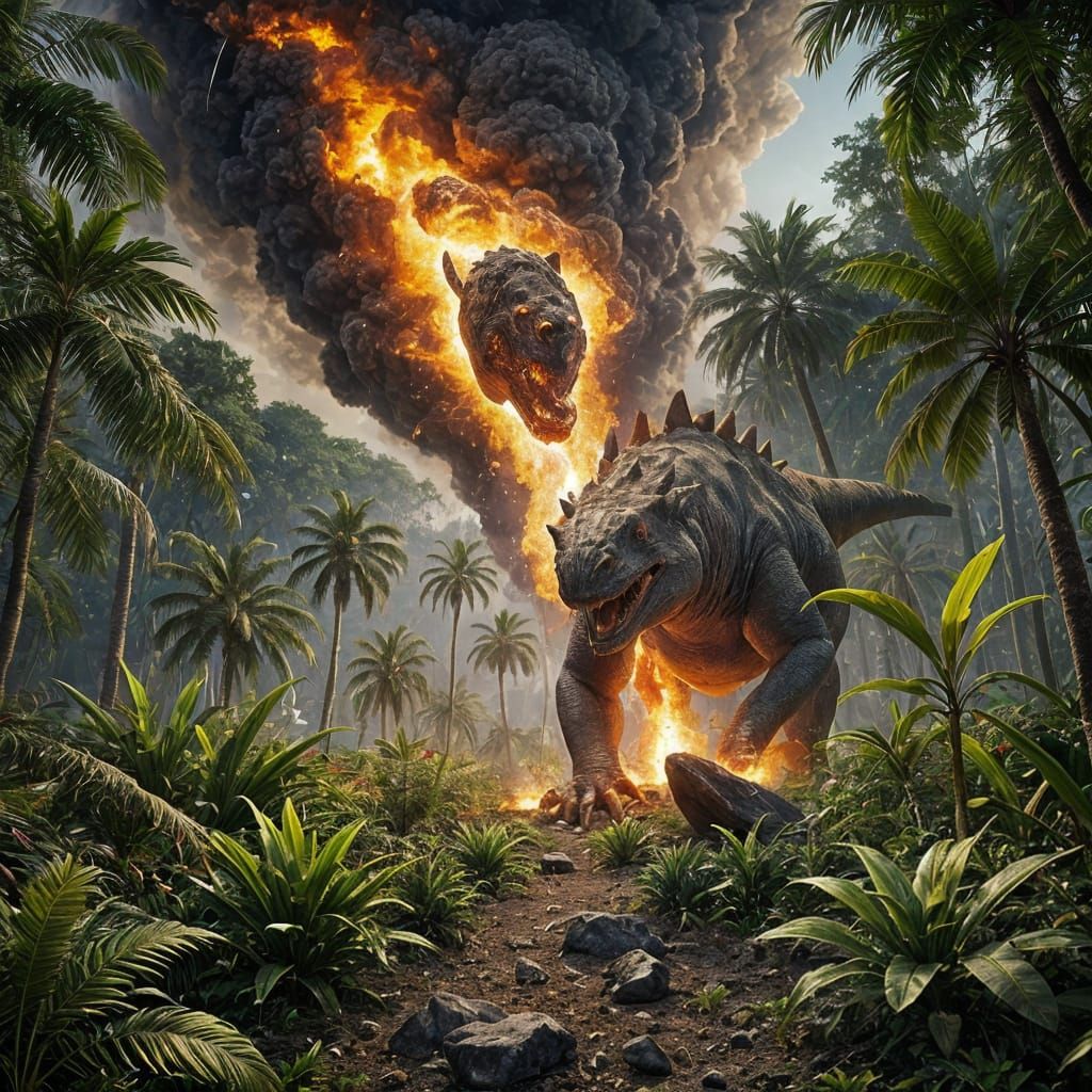 Dinosaurs Witness a Fiery Meteor Plunge to Earth