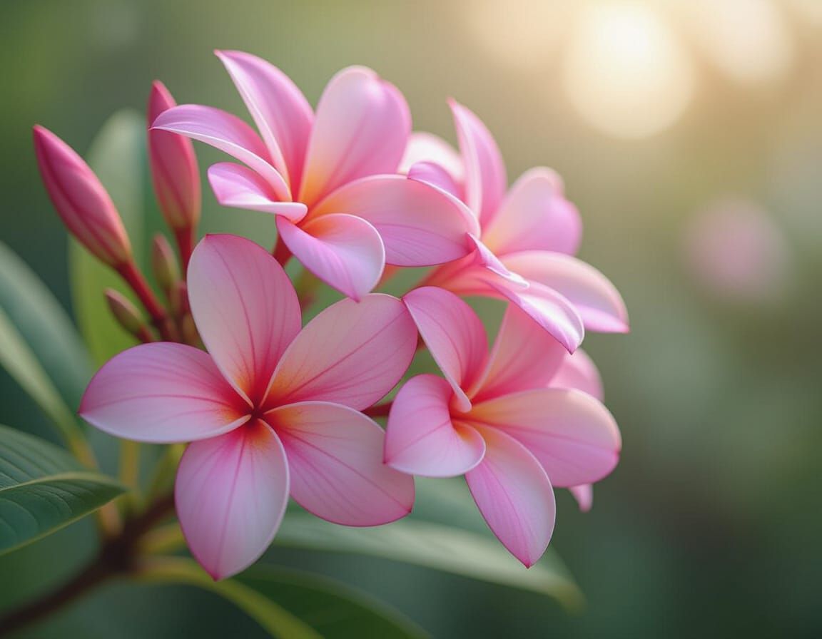 Flawless Fuchsia Frangipani Flowers in Dreamy Light