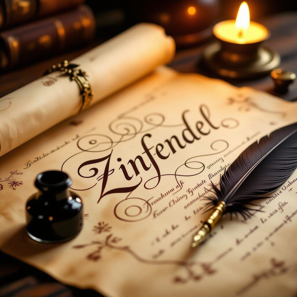 Elegant Zinfandel Calligraphy on Parchment