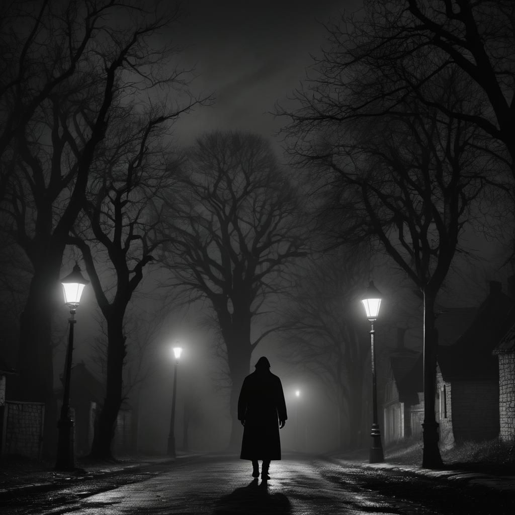 Dark Romanticism: Lone Figure in Romanian Village