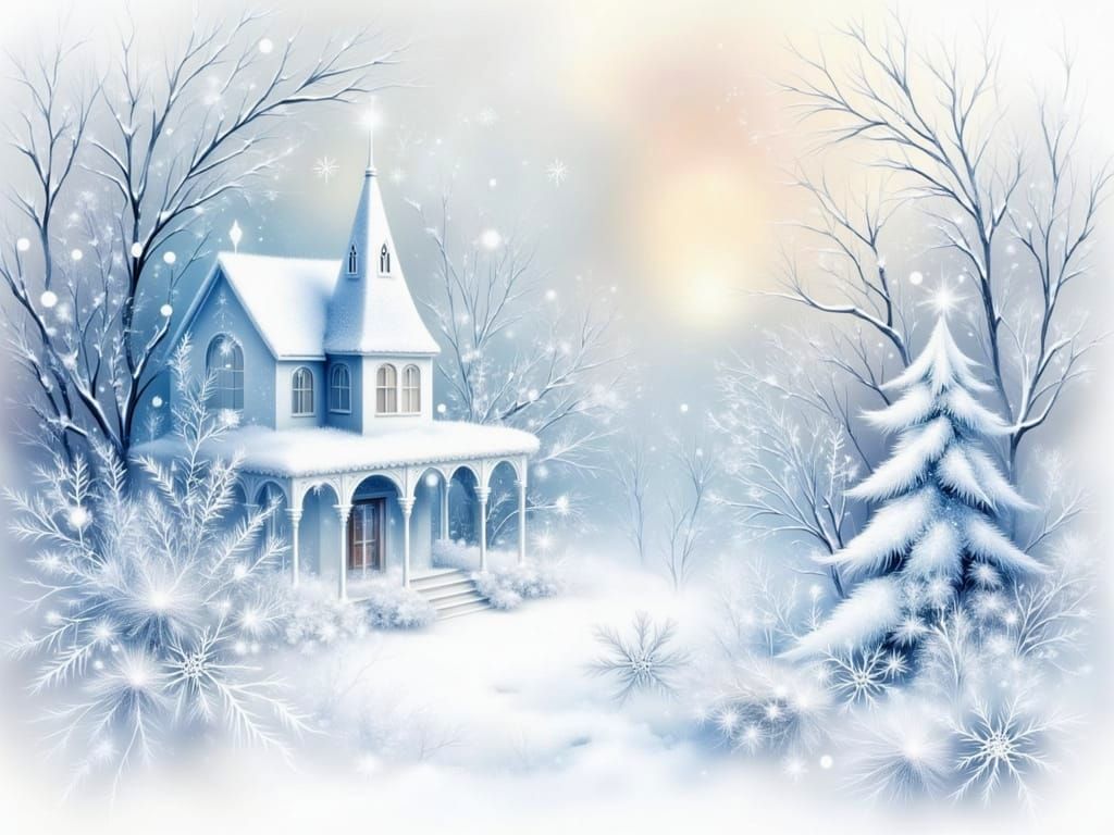 Whimsical Winter Wonderland in Soft Watercolour Style