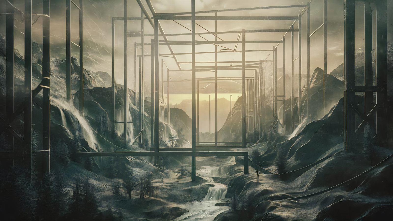 Cyberpunk Bauhaus Metropolis in Soft Focus