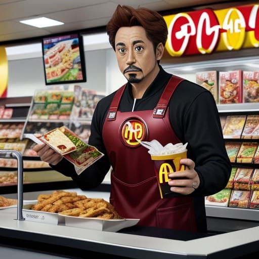 Iron Man as a McDonald's Cashier