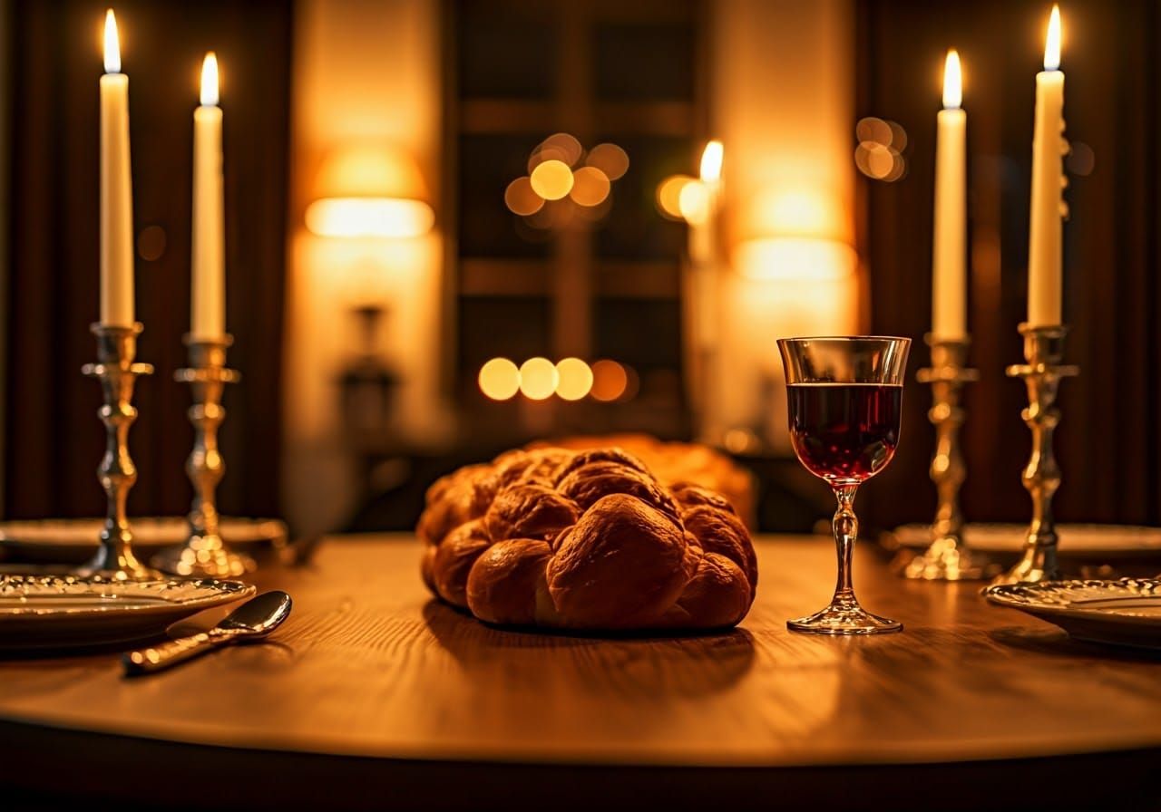 Shabbat Table Radiates Warm, Golden Light