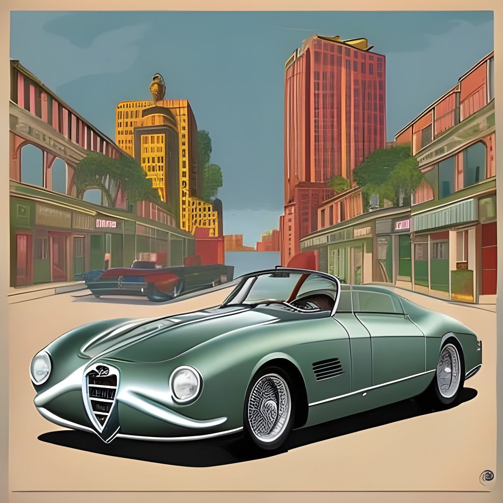 Alfa Romeo 1900C SS Speciale in Vintage Poster Style