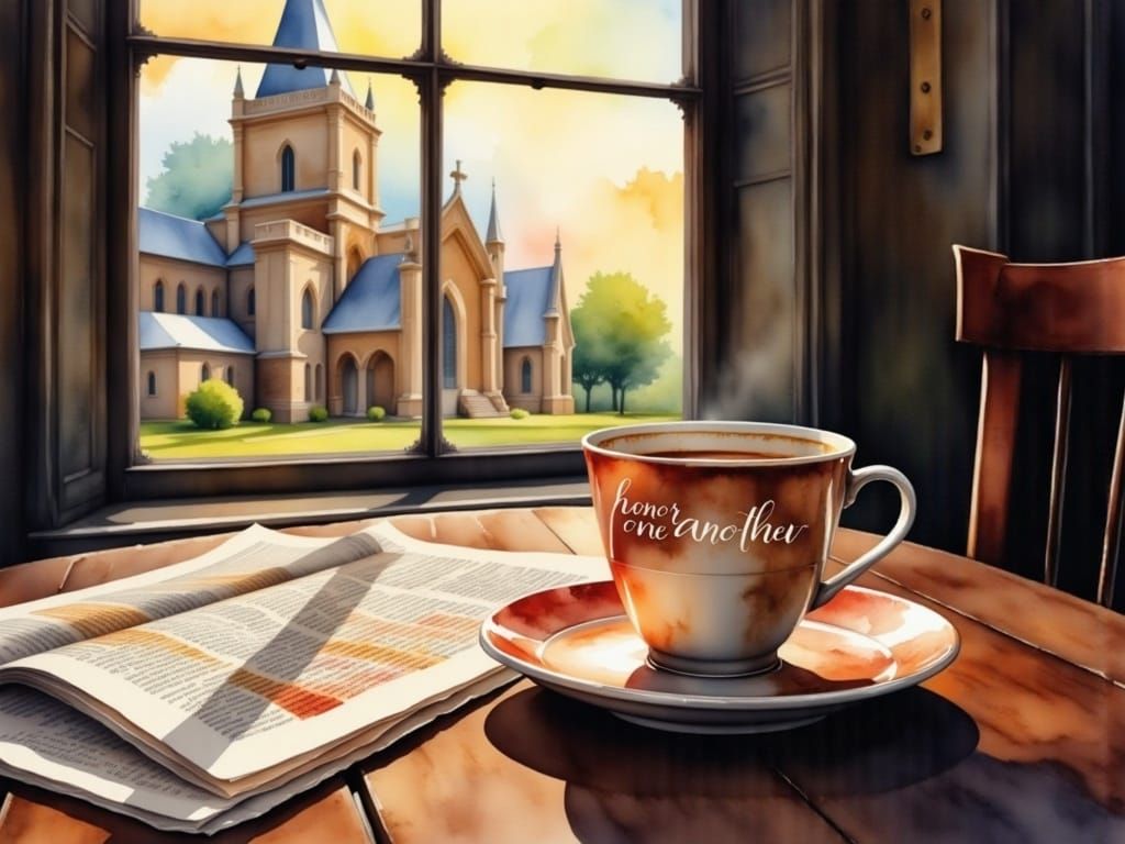 Watercolor Coffee Cup: Honor One Another