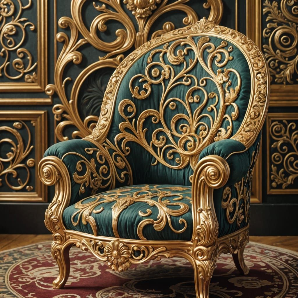 Gustav Klimt's Elegant Armchair Redesign in Art Nouveau Styl...
