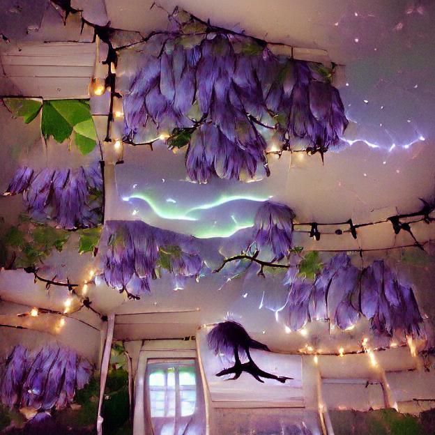 Aurora Borealis Illuminates Wisteria Flowers