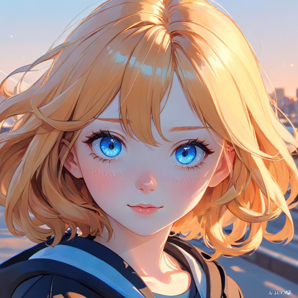 Anime Girl with Playful Eyes in Anime Style