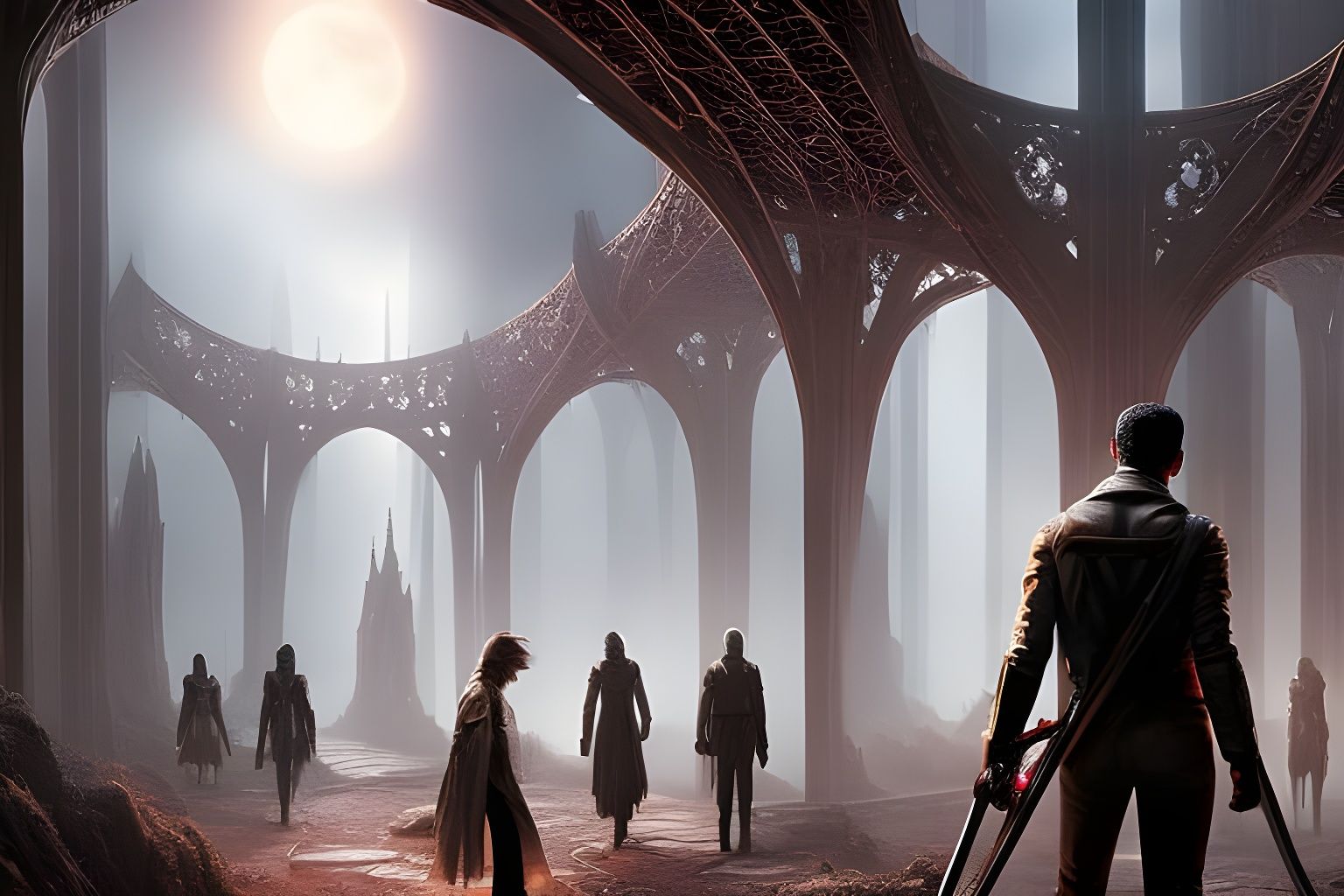 World Walkers Portaling Through Reality: Surreal Matte Paint...