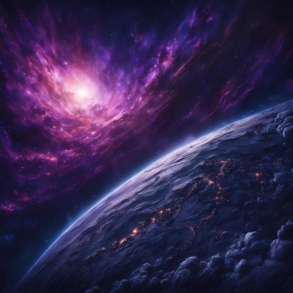 Earth at Night: Hyperdetailed Charcoal Drawing from Space