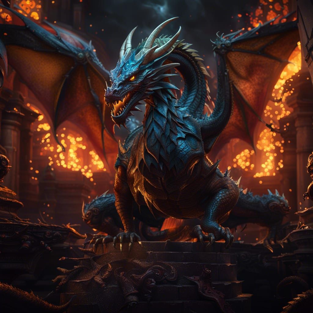 Majestic Dragon in Dark Fantasy Style