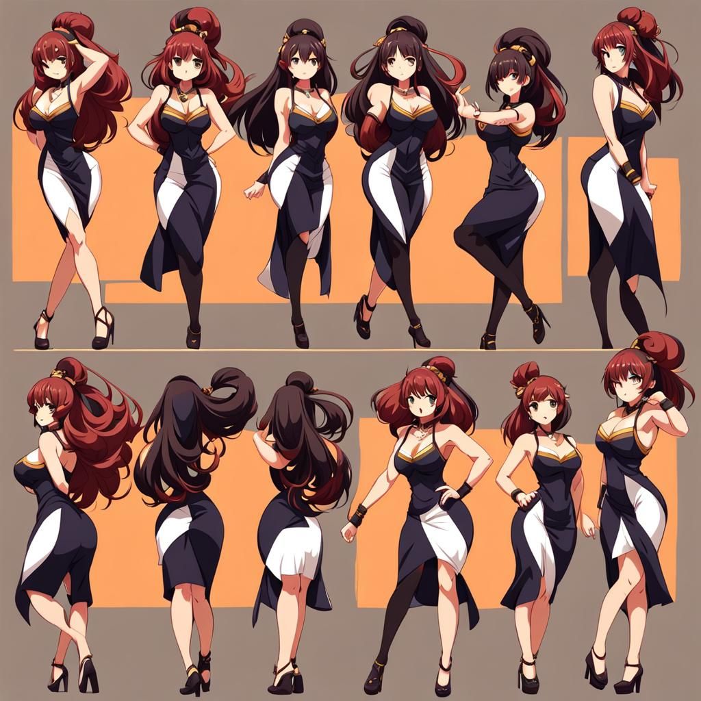 Anime Girl: Six Poses and Hairstyles