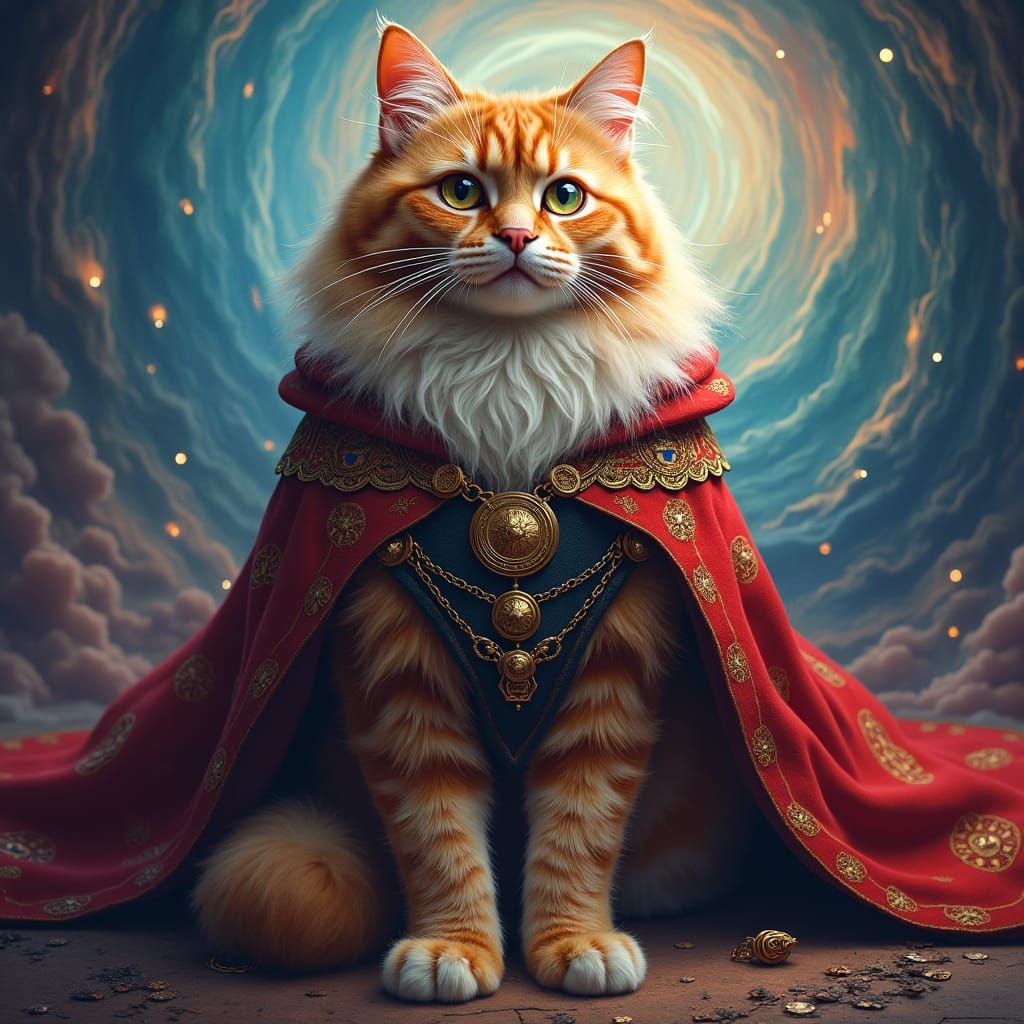 Angora Cat Wizard in a Fantasy Realm