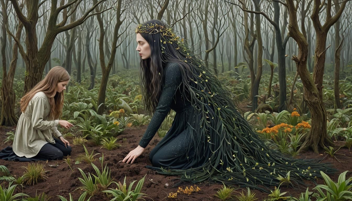 Mythical Creatures in Surreal Digital Art Landscape