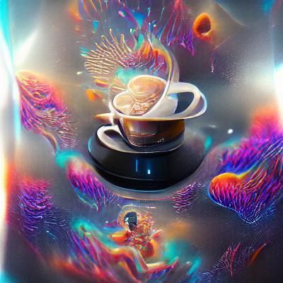 Holographic Cup of Coffee in Astral Cosmic Style