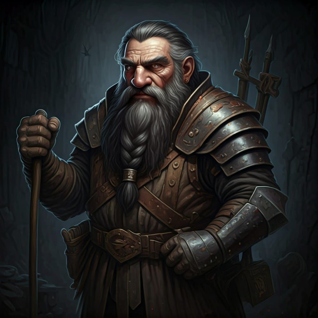 dnd dwarf, fence, dark type, trader, disturbing street art